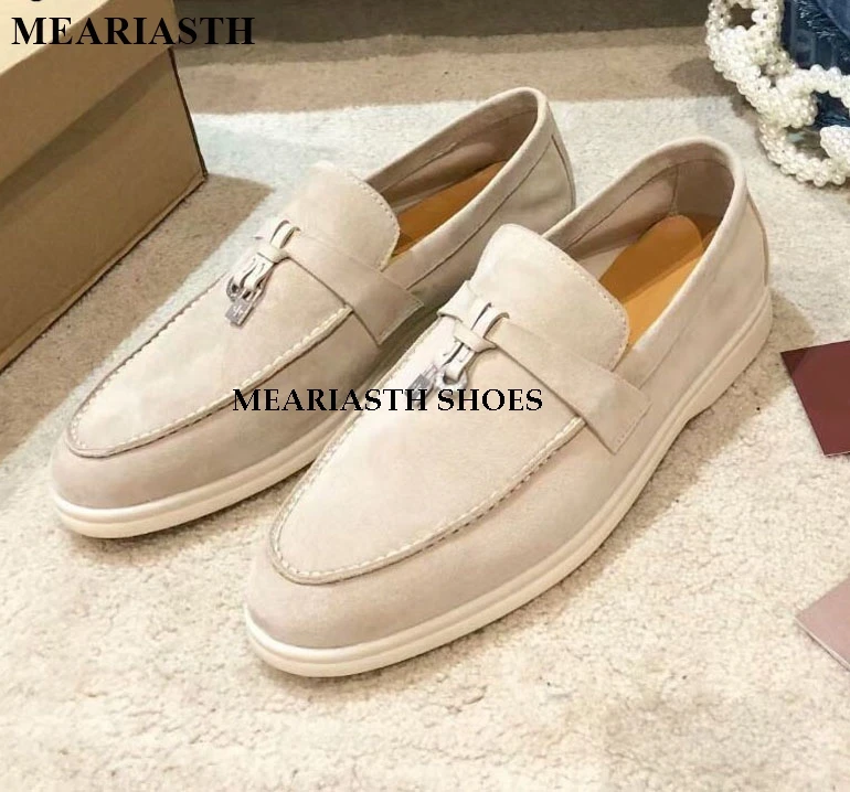

2023 Brand Summer Walk Flat Shoes Woman KidSuede Loafers Leather Fringe Round Toe Flat men Casual Shoes Spring Walking Shoes