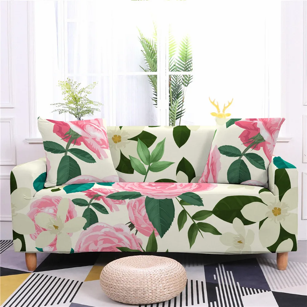 

Floral All-Inclusive Non-Slip Sofa Cover Flower Stretchable Slipcover for Living Room Furniture L Shape Corner Sofa 1/2/3/4 Seat