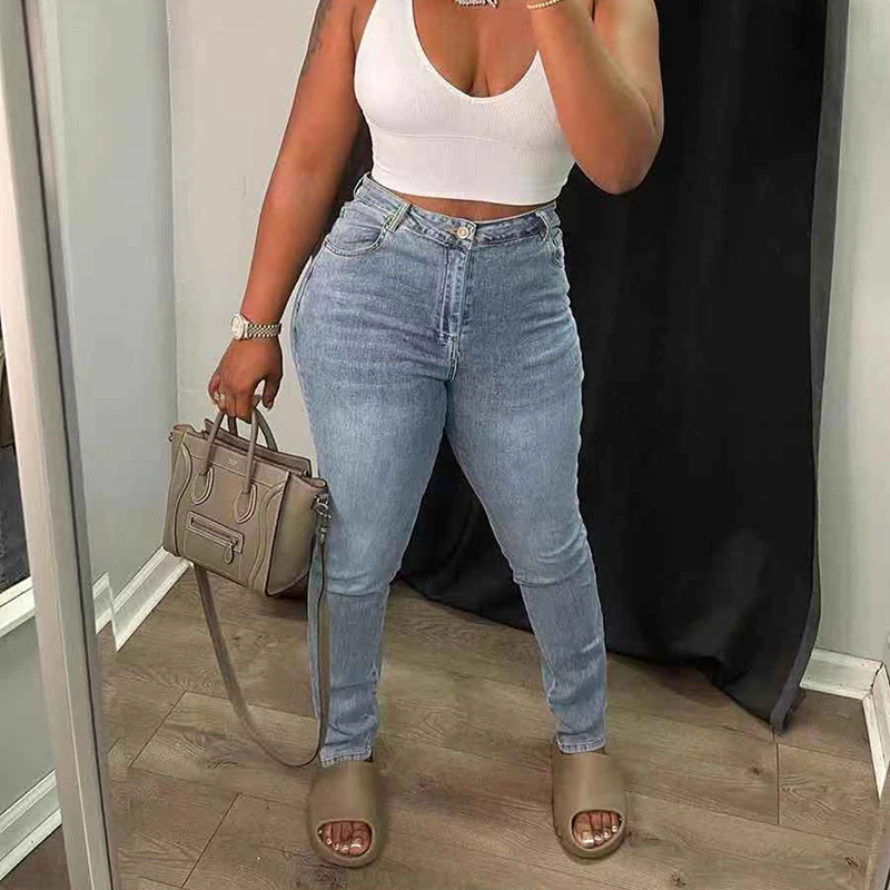Sexy Cut Out Tight Zipper Pencil Jeans Denim Streetwear Baddie Clothes Women Hight Waist Pants Retro Skinny Long Trousers 2022