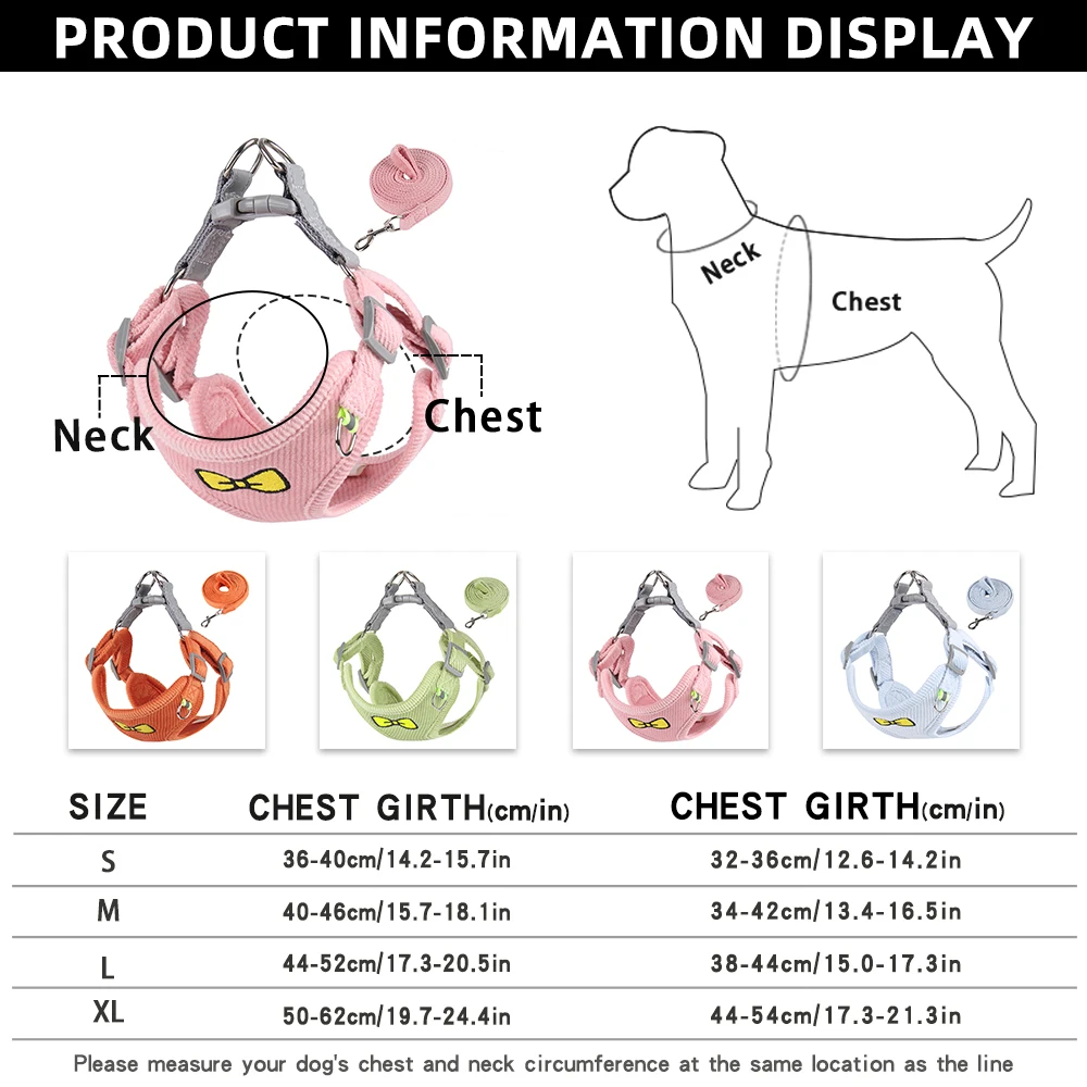 Cat Harness Vest Adjustable Reflective Collars Cute Walking Lead Leash Set Harnesses Necklace For Small Dogs Cat Accessories images - 6