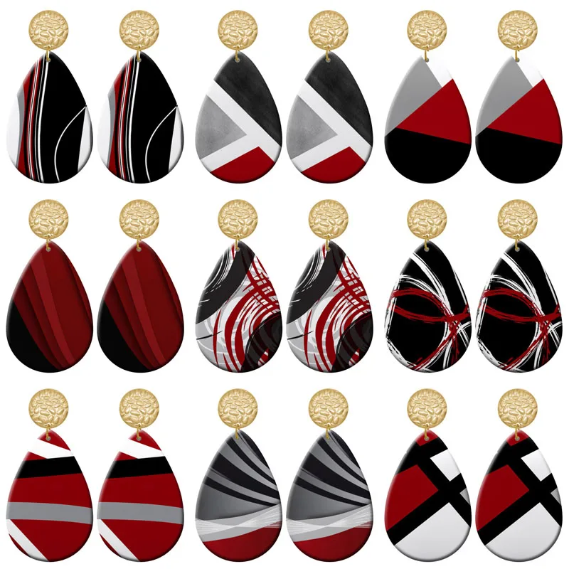 

Red Clashing Pattern DIY Acrylic Drip Earrings For Women Jewelry Y2K Piercing Ear Hooks Dangle Accessories Gift For Girls