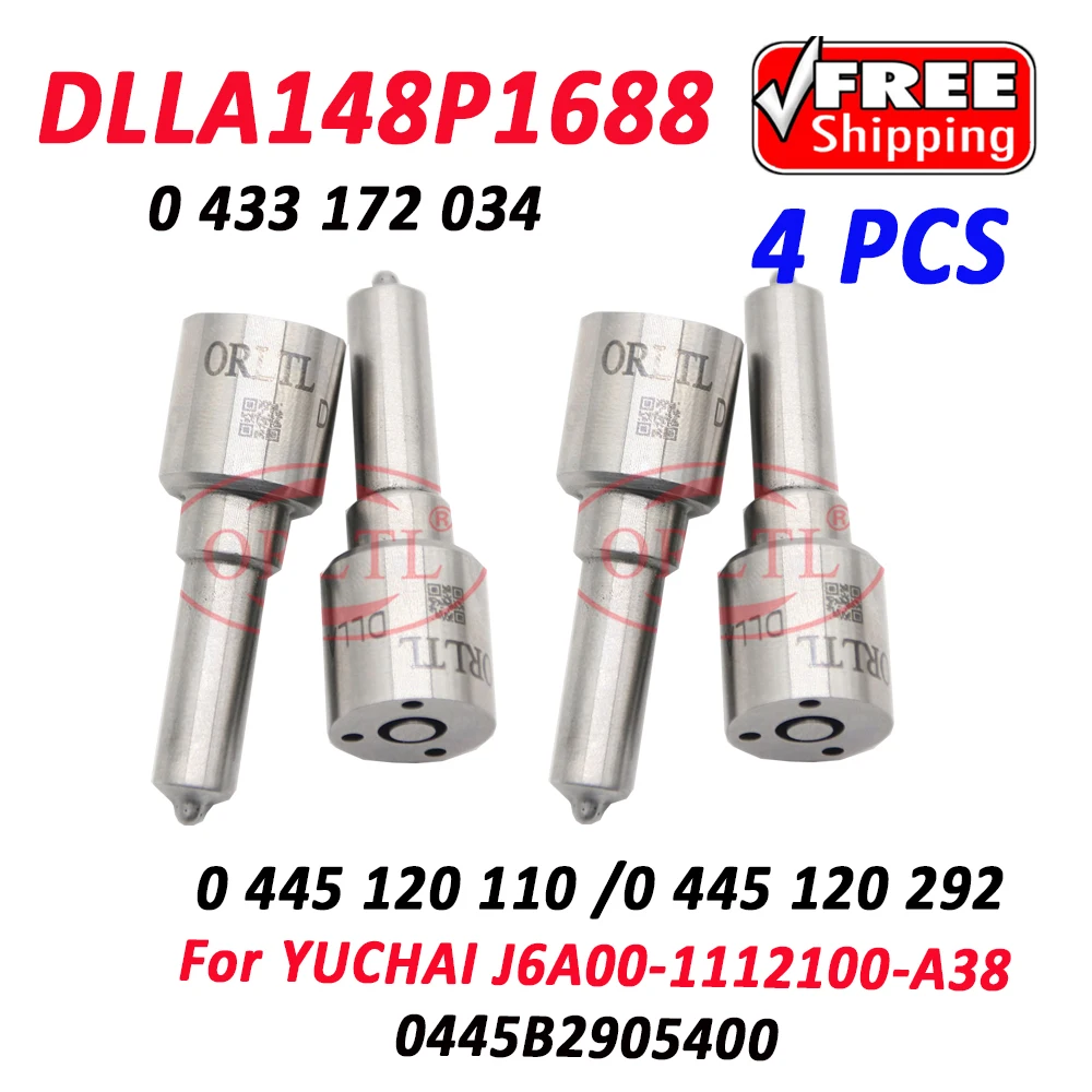 Форсунка топливного инжектора ORLTL DLLA148P1688 0 433 172 034 0433172034 DLLA 148 P 1688 для YUCHAI 0445B2905400