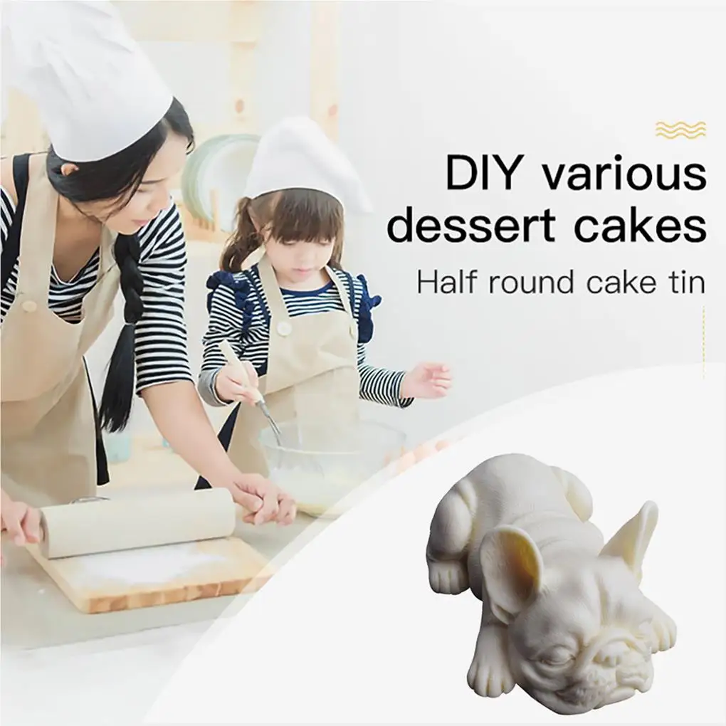 

3D French Bulldog Silicone Cake Mold Fondant Cute Style Soap Candle Mould Bakeware Home Kitchen Gadgets Baking Tool