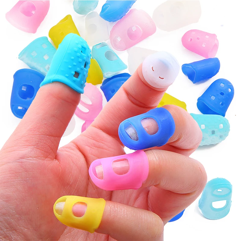 

5Pcs Colorful Silicone Thimbles Hollowed Out Breathable Playing Guitar Protective Finger Sleeve DIY Crafts Sewing Tool Supplies