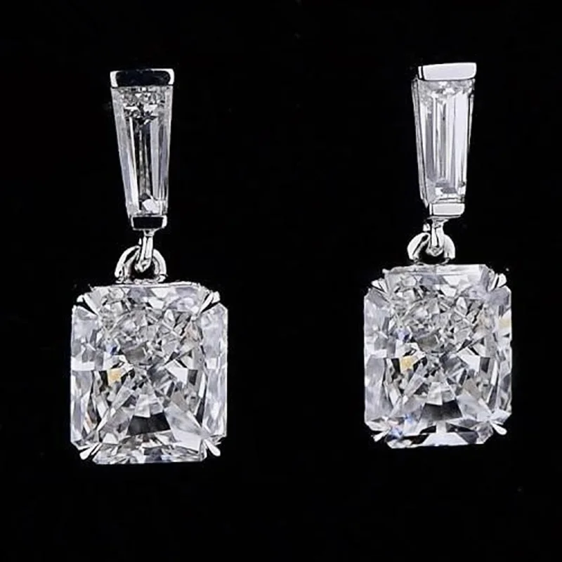 

Simple Fashion Earrings Women with Trapezoidal/Rectangular Cubic Zirconia Dazzling Female Accessories Versatile Lady's Jewelry