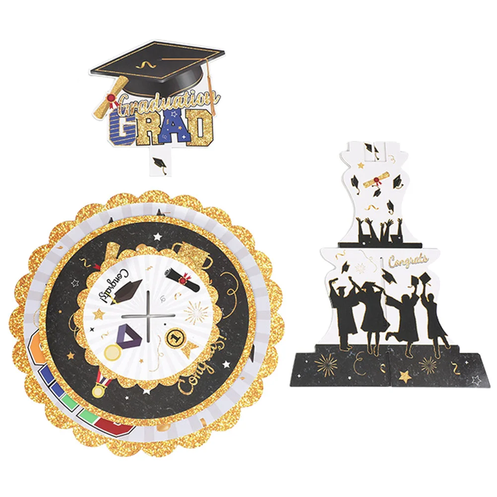 

Graduation Cake Stand Tower Display Rack 3-tier Dessert Holder Three Layers Cupcake For Party