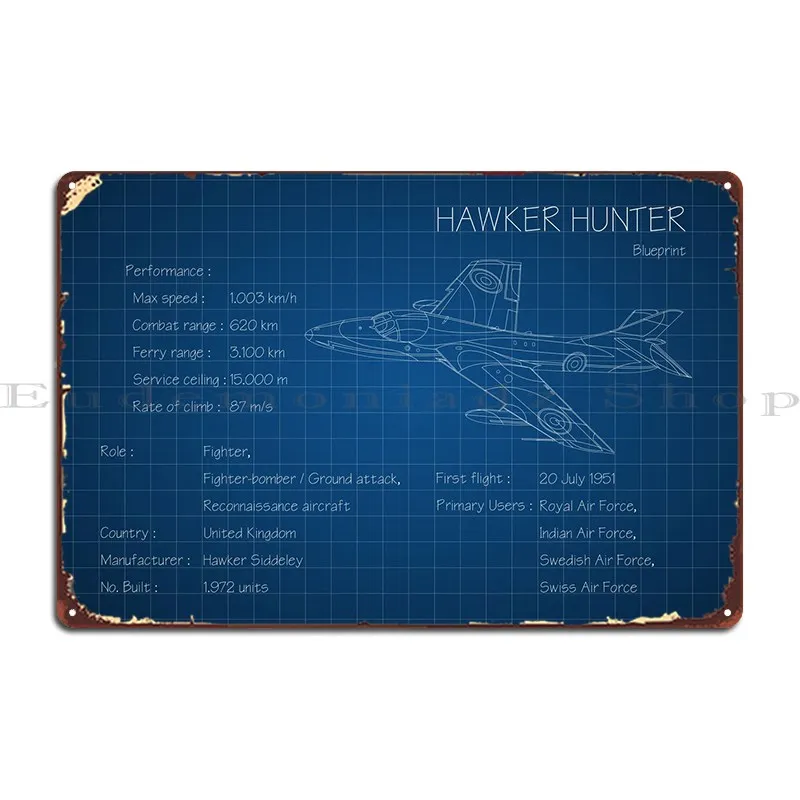 Hawker Hunter металлическая табличка для оформления стен, создайте дизайнерский вечерние постер