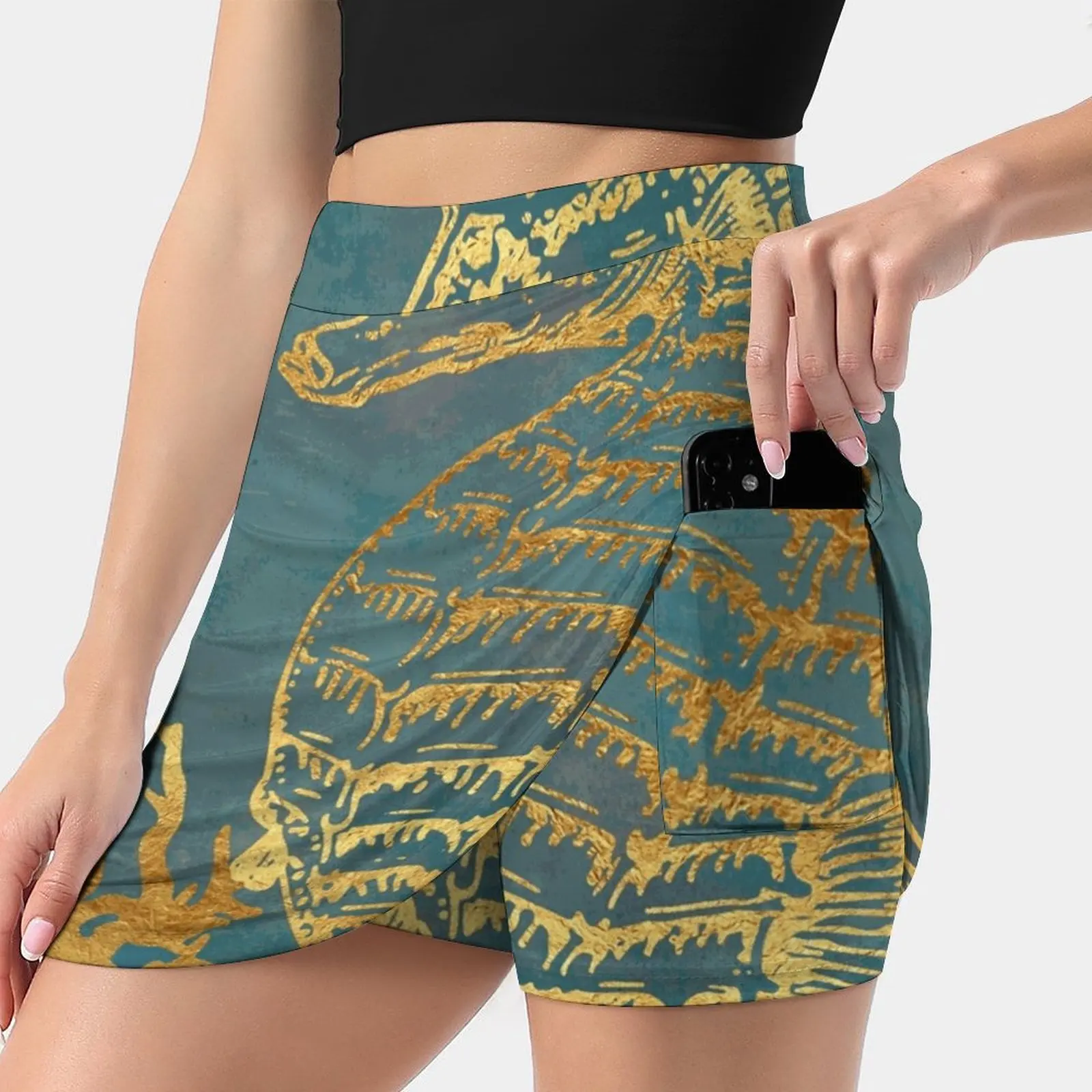 

Deep Sea Life V Golden Seahorse , Ocean Texture Korean Fashion Skirt Summer Skirts For Women Light Proof Trouser Skirt Nautical