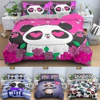 3d cartoon printing panda bedding set duvet cover children boykids bed set pillowcase animal pattern comforter cover bedclothes