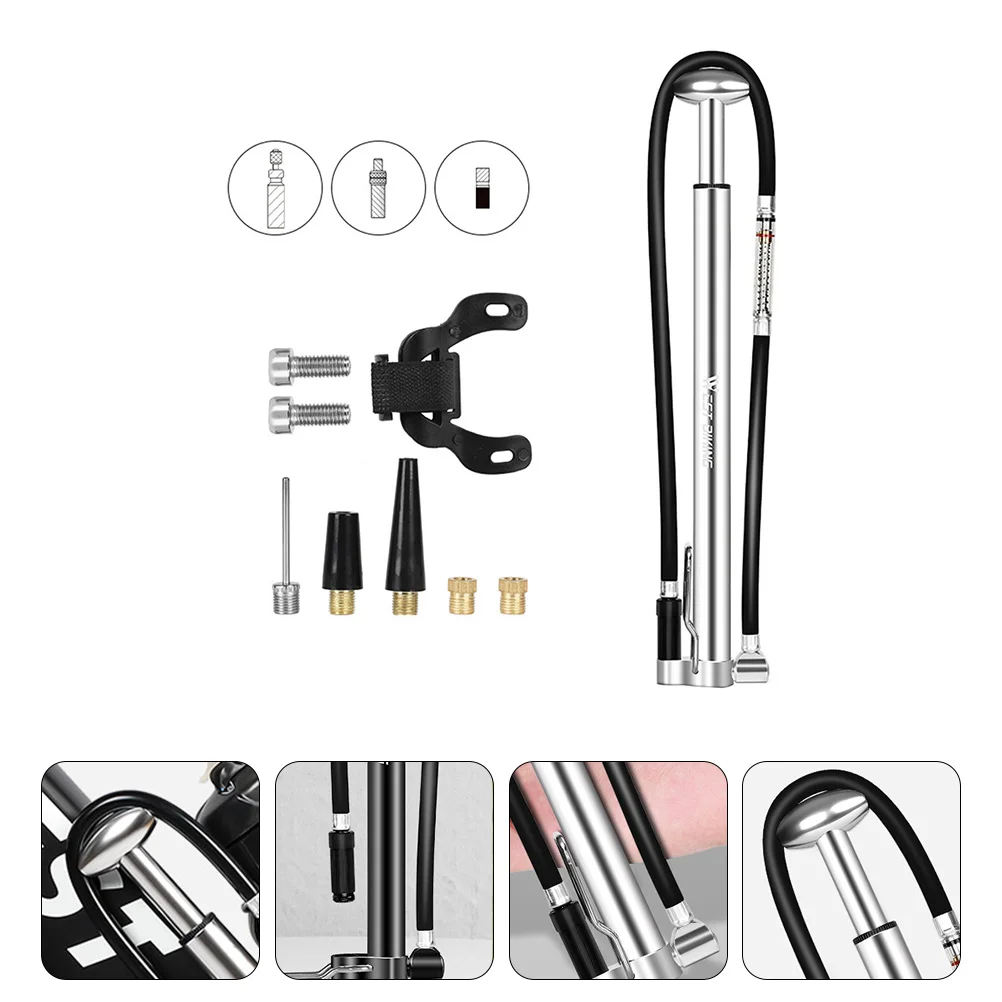 

Pump Bike Tire Basketball Air Pumps Floor Inflatingmtb Hand Accessory Supply Inflators Inflatorsports Metal Compressor Portable