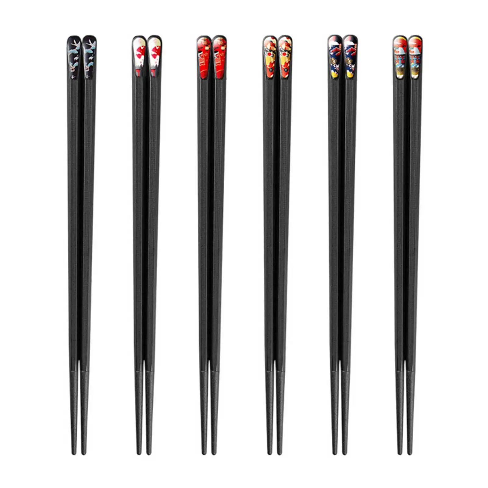 

6pairs Ergonomic Home Japanese Style Dishwasher Safe Chopsticks 6 Colors Fiberglass Reusable Tableware Non Slip Noodle Kitchen
