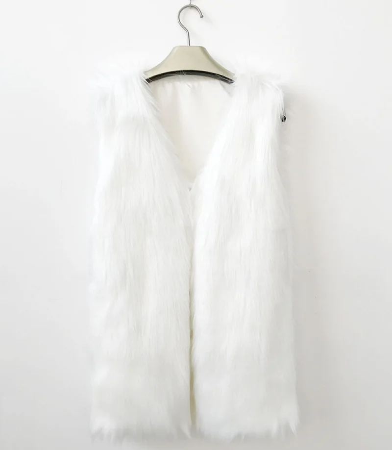 2021 Women Winter Fur Vest Coat White Artificial Fur Black Fashion Outwear Waistcoat Sleeveless Cardigan Overcoat Christmas Gift