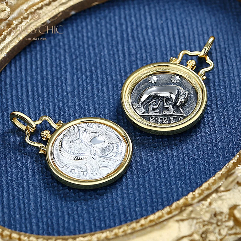 Подвеска в виде римской монеты серебро 925 пробы 18 К