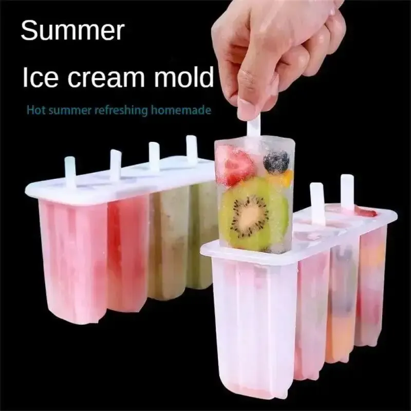 4-Link Old Popsicle Mold With Lid Home Made Homemade Mung Bean Popsicle Homemade Ice Cream Frozen Ic