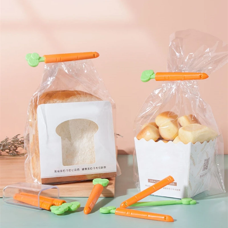 

5pcs/set Portable Kitchen Storage Sealing Clip Preservation Food Snack Seal Sealing Bag Clips Cartoon Carrot Clamp with Magnetic