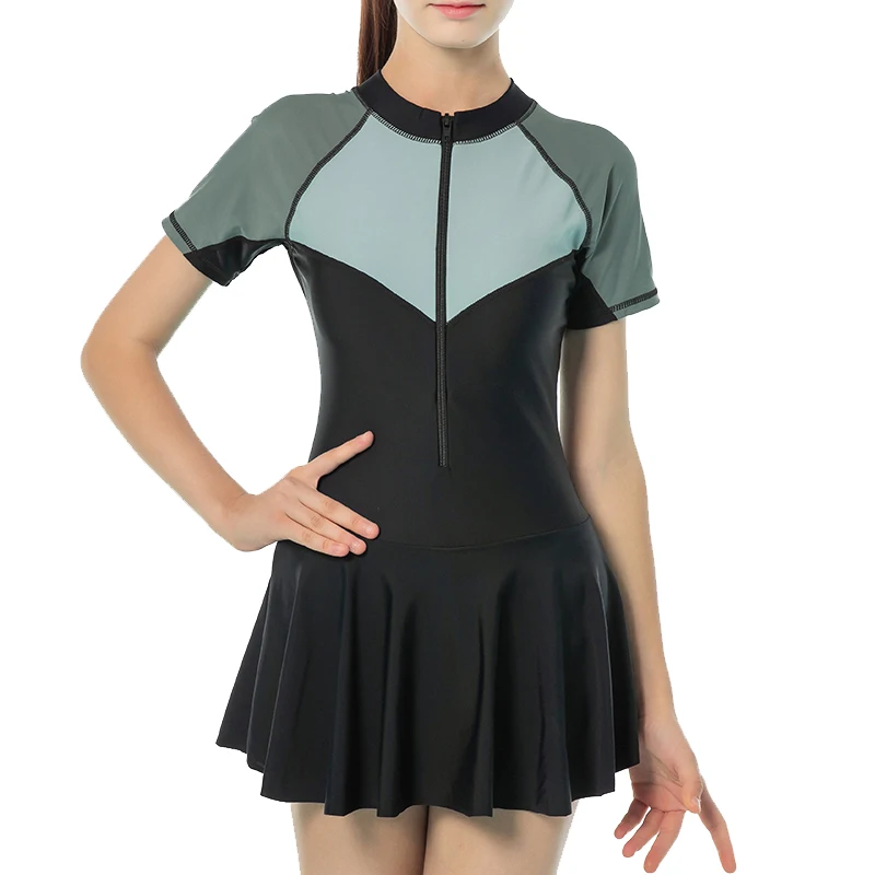 

Kids Girl Sports One Piece Sport Swimdress Training Competition Children Swimwear Athletic Swimsuits Rash Guard Bathing Suits
