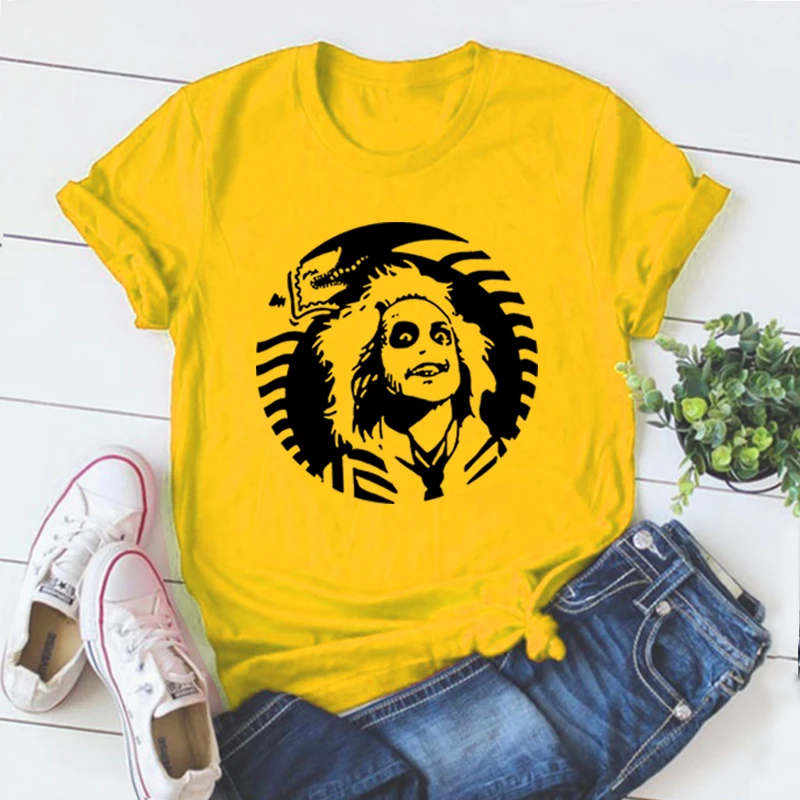 Футболка от Beetlejuice винтажная Женская одежда топы с мультяшным рисунком жука