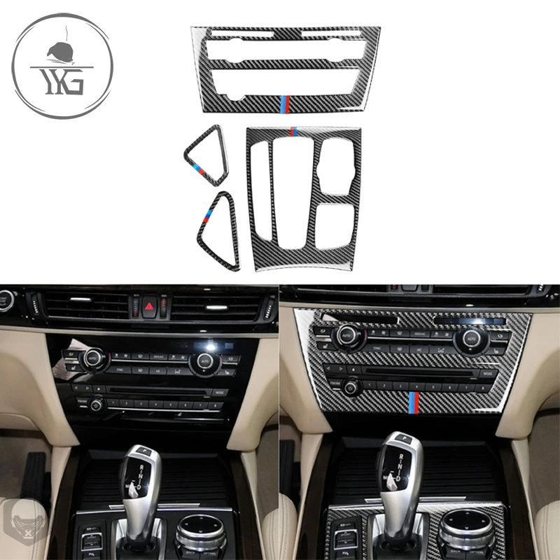 

Автомобильные аксессуары из углеродного волокна для BMW X5 X6 F15 F16 2014-2018, коробка передач, объемная радиопанель, воздуховод, Крышка вентиляцион...