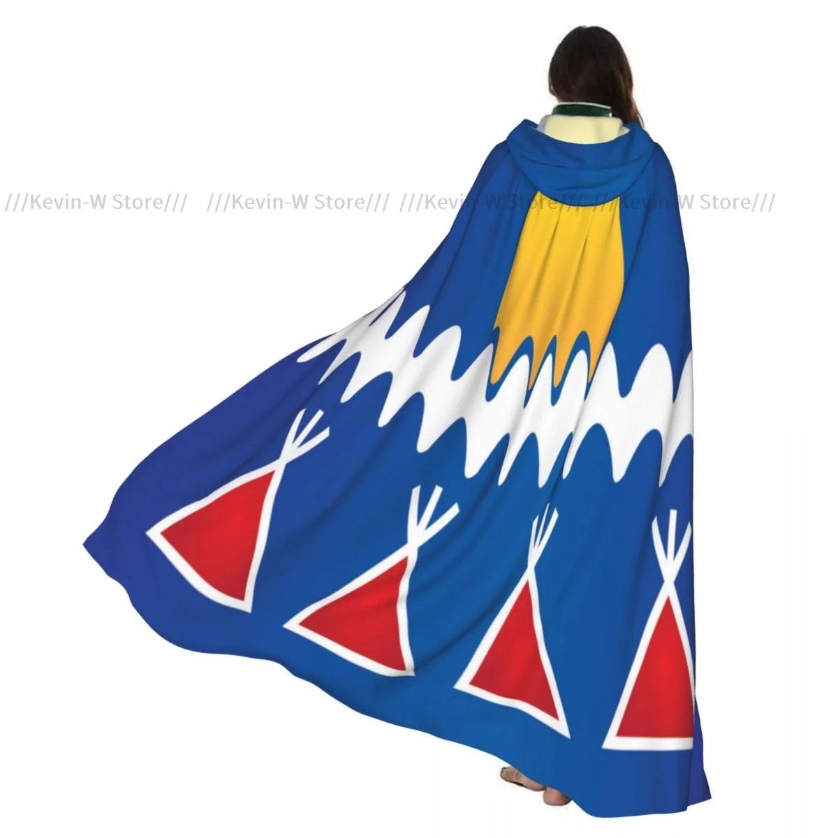 Фото Unisex Adult First Nations Tlicho People Flag Cloak with Hood Long Witch Costume Cosplay №1