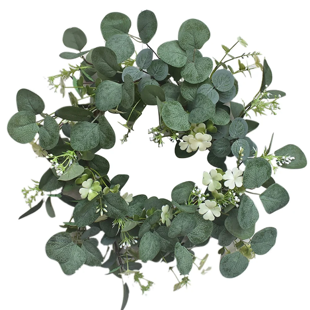 

Eucalyptus Leaves Wreath Artificial Four Leaf Clover Wreath for Festival Front Door Window and Farmhouse Decoration