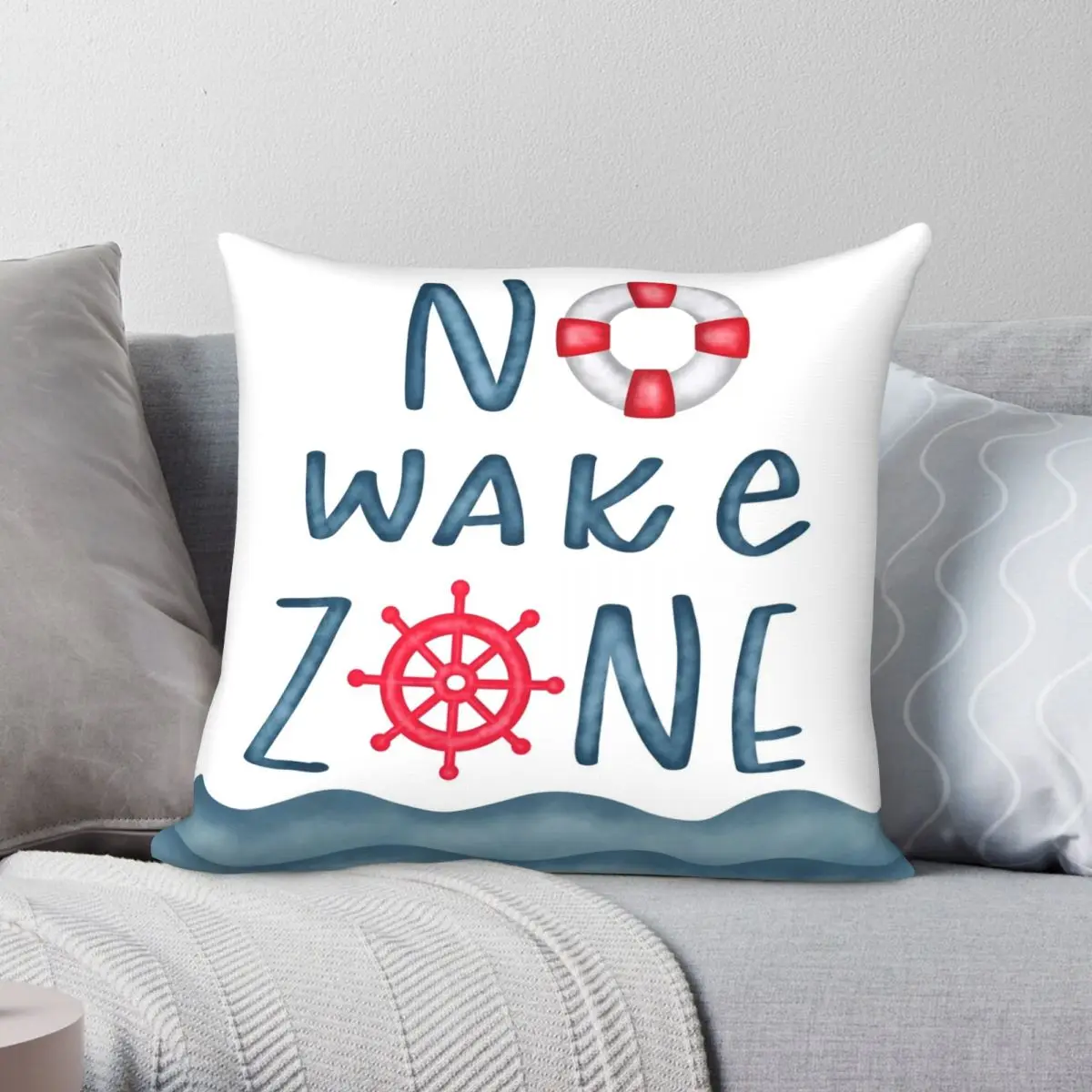 

Наволочка для подушки No Wake Zone из полиэстера и льна