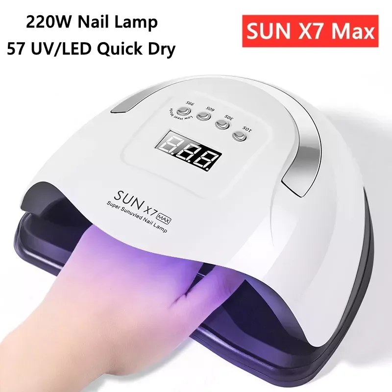 

NEW2023 X7 Max 220W Nail Lamp Intelligent 57 UV/LED Dual Light Quick Dry Nail Gel Dryer Lamp Professional Phototherapy Manicure