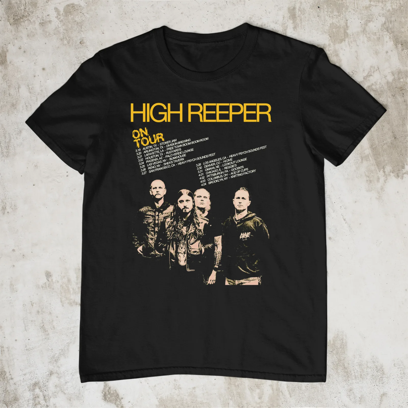 Тяжелая хлопковая черная футболка High Reeper Band On Tour S 234Xl Mm1632