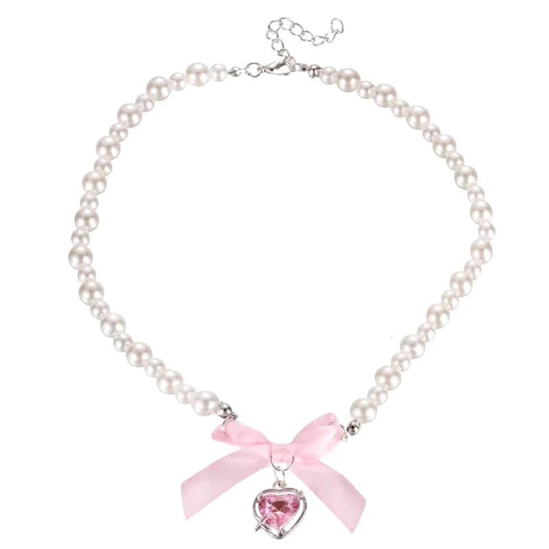 Женское Ожерелье с кулоном в виде сердца искусственным жемчугом