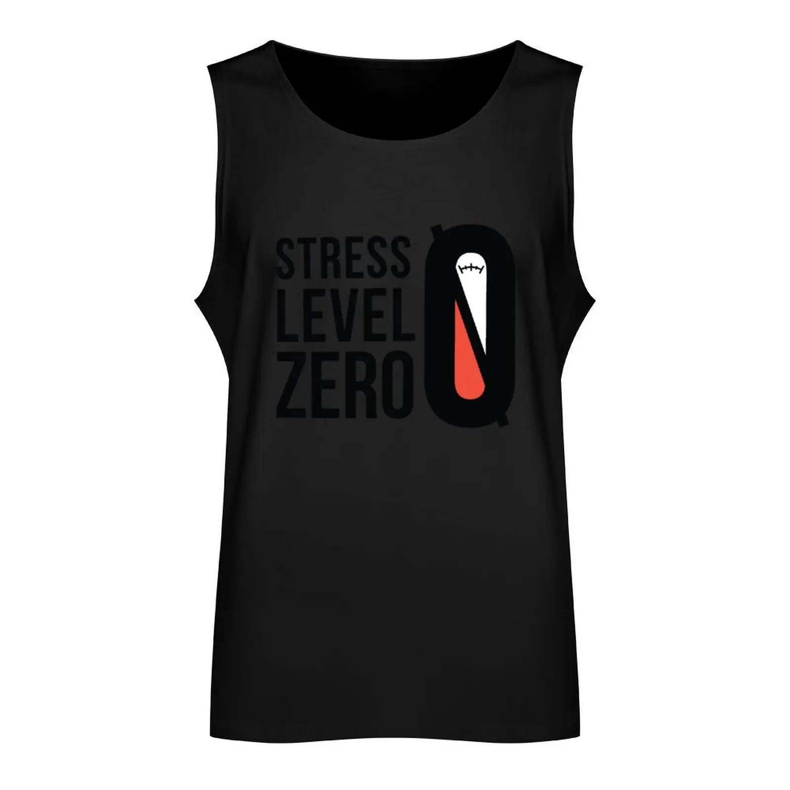Level Stress Zero с логотипом - майка черным текстом мужская одежда для бодибилдинга