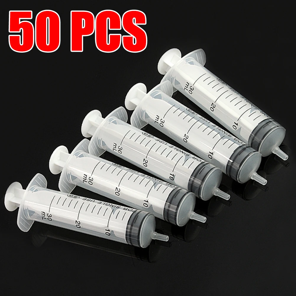 

50PC 30ML Plastic Syringe Hydroponics Analyze Disposable Measuring Nutrient Hydroponics Transparent Syringe for Industrial Tool