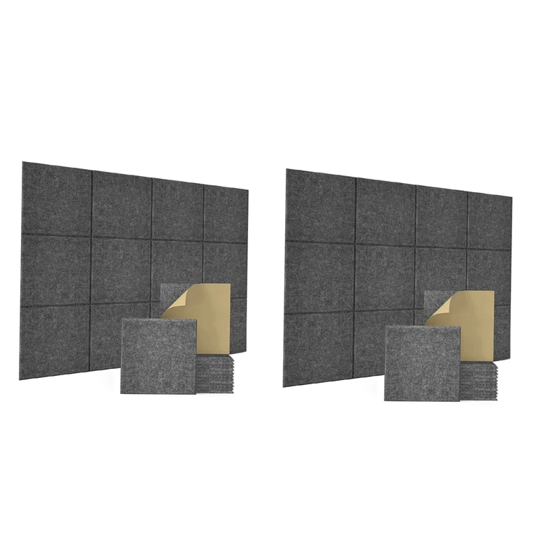 

24 Pack Self-Adhesive Balanced Acoustic Wall Panels,12X12X0.4 Inch Sound Proof Panels,Absorbing Tiles For Home & Offices