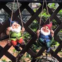 creative cute swing gnome garden decor statue resin dwarfs hang on tree decorative pendant indoor outdoor decor ornament