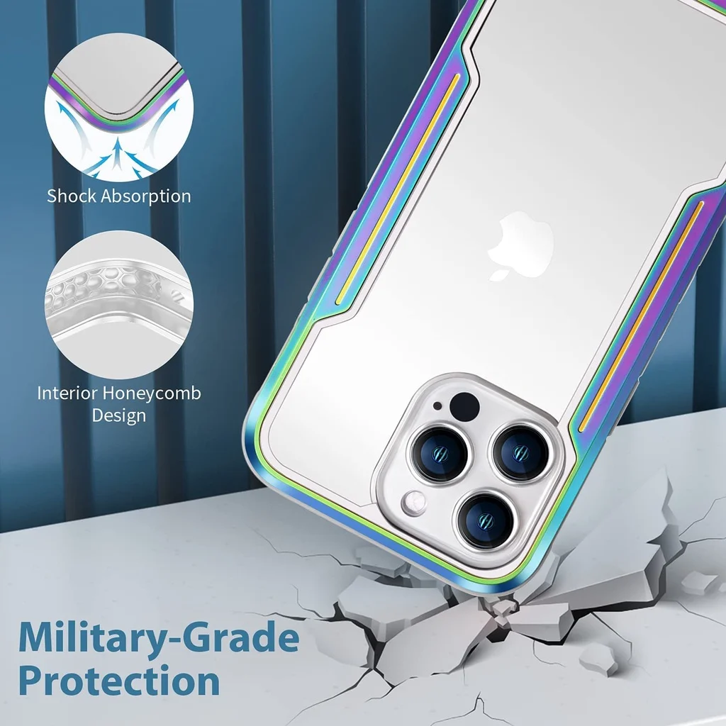 Designed For iPhone 13 Pro Max 12 Pro Max Military Grade Durable Metal Anodized Aluminum Frame + Flexible TPU + PC Edge Cover