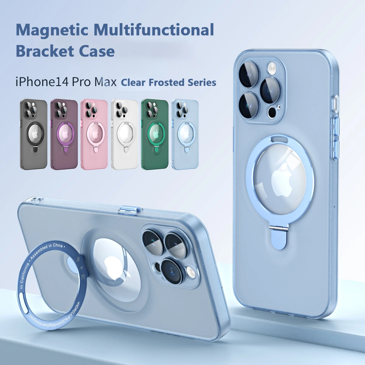 

Magnetic Suction Ring Bracket Case for IPhone 14 Plus 13 12 11 Pro Max for Magsafe Wireless Charging Translucent Lens Film Cover