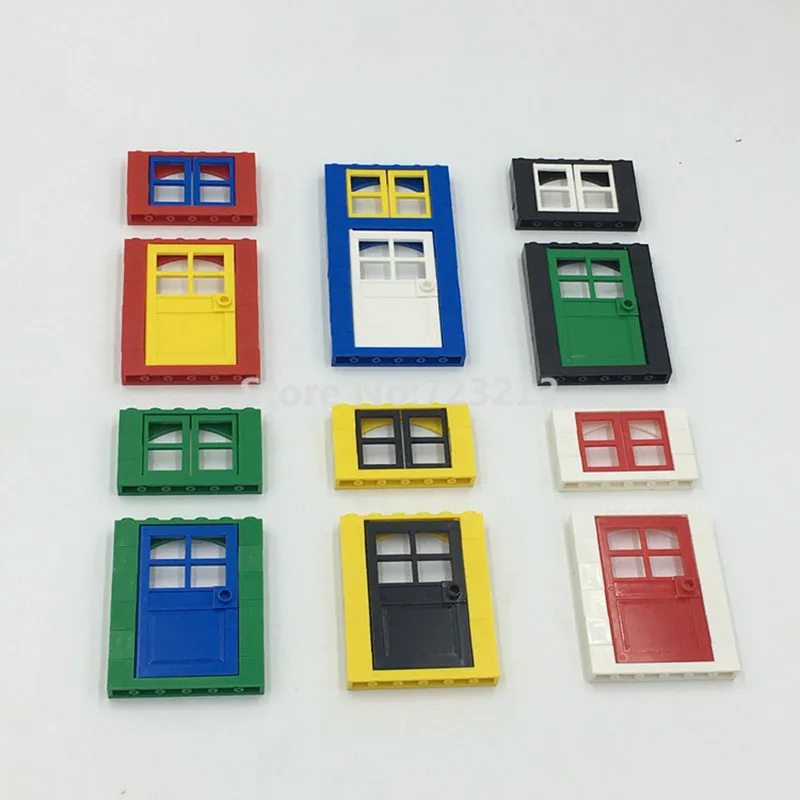 

6pcs House Door and 6pcs Window with Frame Accessories Bricks Assemble Building Blocks City MOC Model Toys For Children
