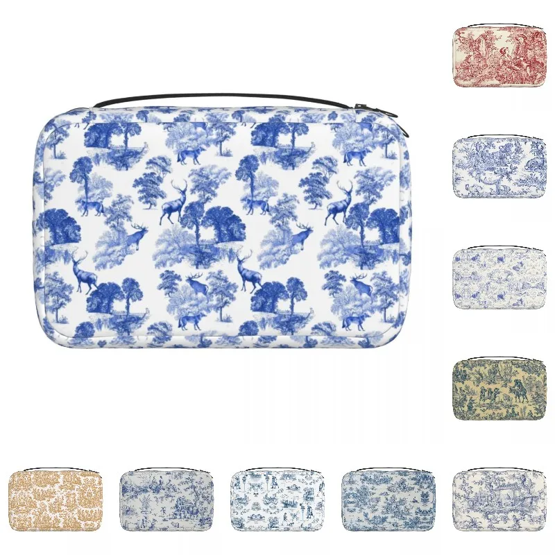 

Синяя французская Холщовая Сумка Для Туалетных принадлежностей с оленем в лесу, женский холщовый органайзер для косметики, Женский органай...