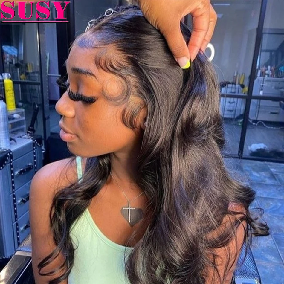 

13x6 HD Transparent Body Wave Lace Front Human Hair Wigs For Black Women 360 Lace Frontal Wig 32 Inch 4x4 Closure Wig Deep Part