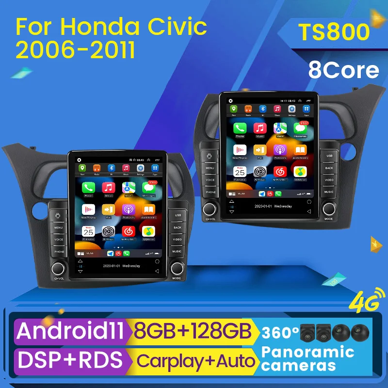 2 DIN Tesla Style Android 11 автомобильное радио мультимедийный видео GPS плеер для Honda Civic