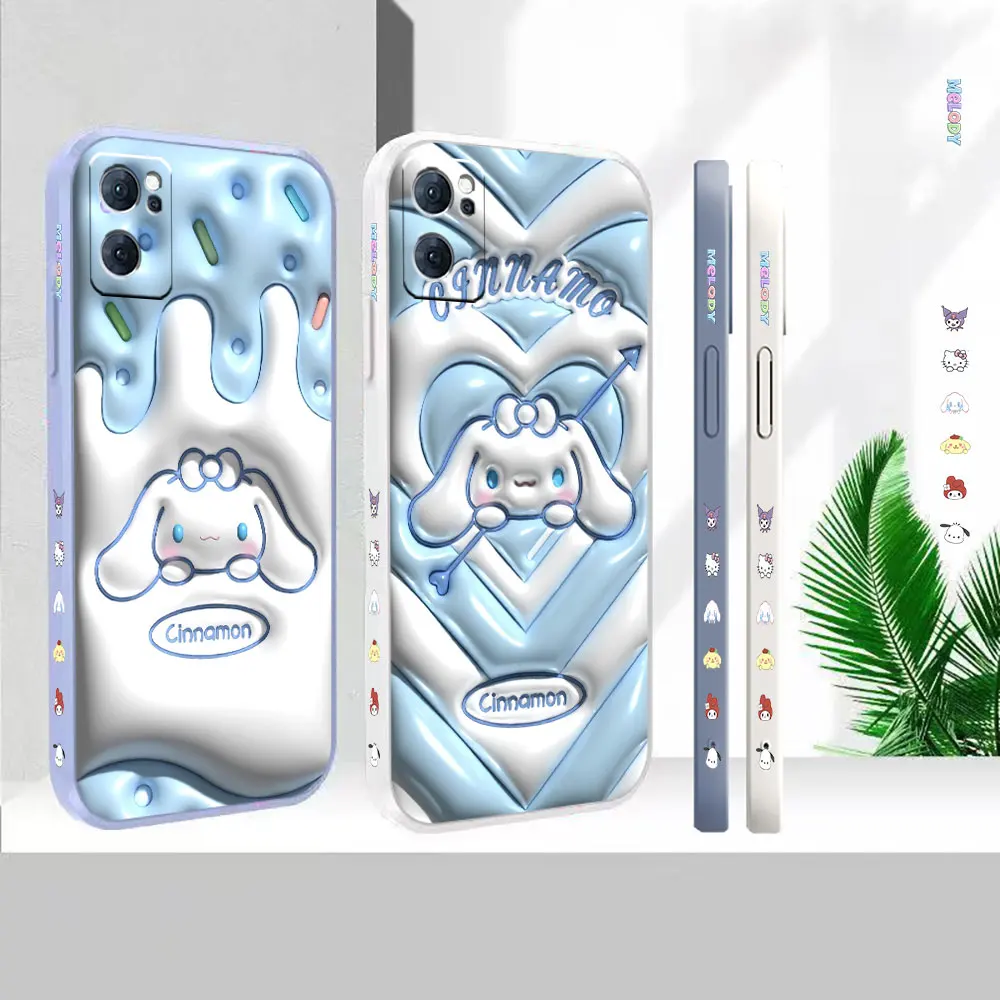 

Liquid Silicone Case For Oppo Reno 9 8 7 7SE 6 5 4 4SE 3 Pro Plus 4G 5G Cover Funny Cute Cinnamoroll Colour Fundas Cqoues Shell
