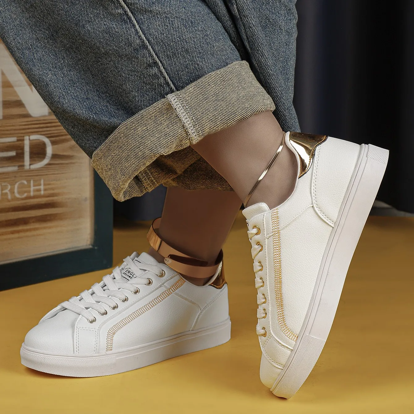 

White Shoes Woman High Quality Split Leather Platform 5CM Height Increasing Women Shoes Luxury Designer Sneakers for Women Boots