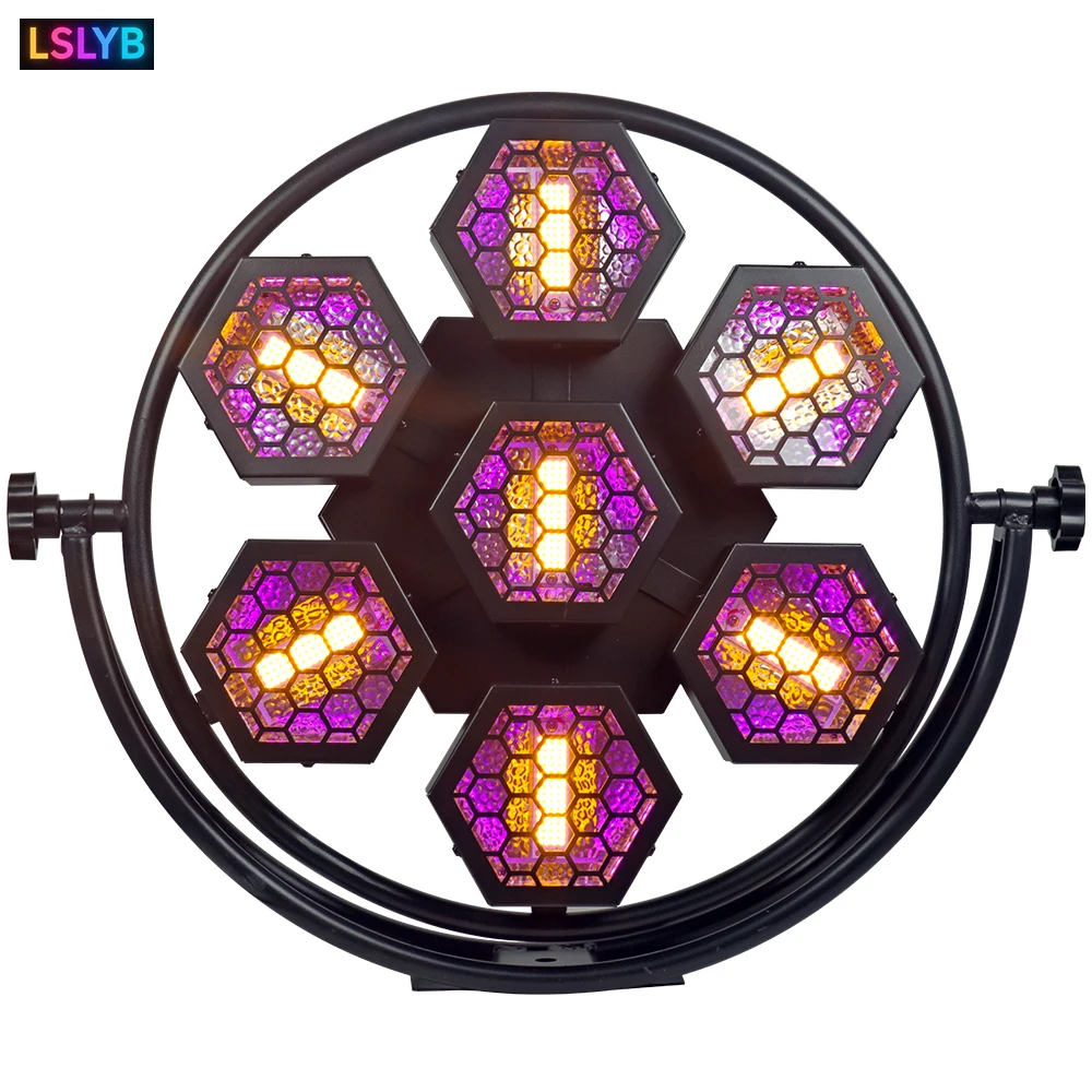 Ретро вспышки RGB + 7 золотисто-желтый початок сценический свет LSLYB 350 Вт