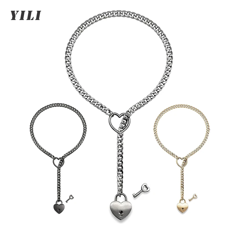 Женское длинное ожерелье с кольцом-сердечком и ключом