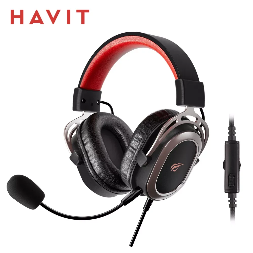 

HAVIT H2008d Wired Gaming Headset with 3.5mm Plug 50mm Drivers Surround Sound HD Mic for PS4 PS5 XBox PC Laptop Gamer Headphone