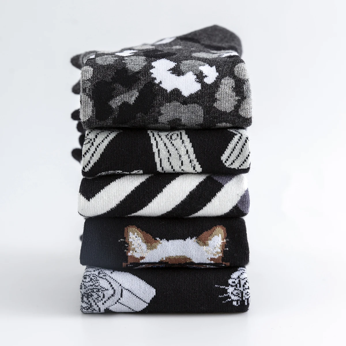 New Style Men and Women Spring Summer Short Boat Socks Dark Color Cartoon Cotton Socks Black Ankle Casual Slipper Socks Big Size