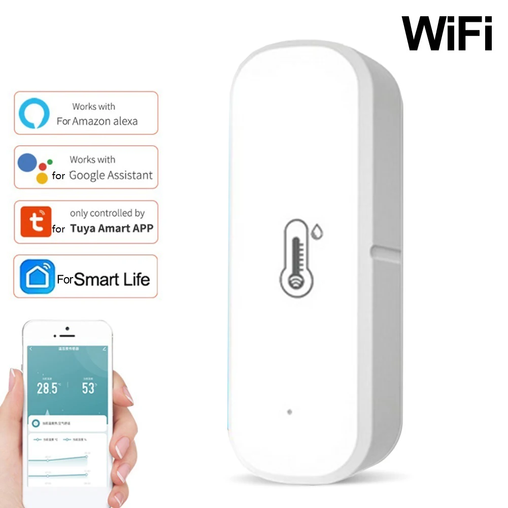Новый Wi-Fi датчик температуры и влажности для Tuya поддержка Alexa Google Home удаленный