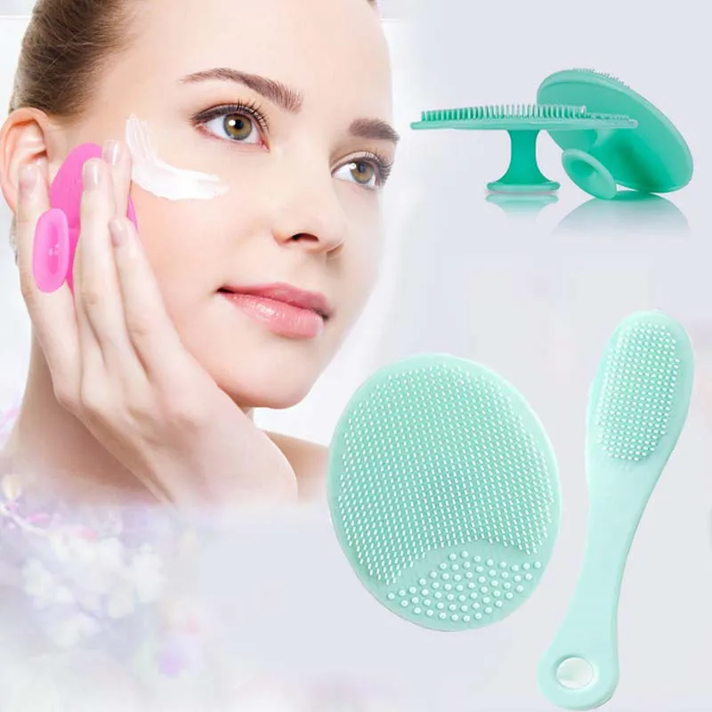 

2PCS Facial Cleansing Brushes Silica Gel Cleaning Pad Wash Face Exfoliating Brush Skin Scrub Cleanser Tool Suction Cup Cleaning