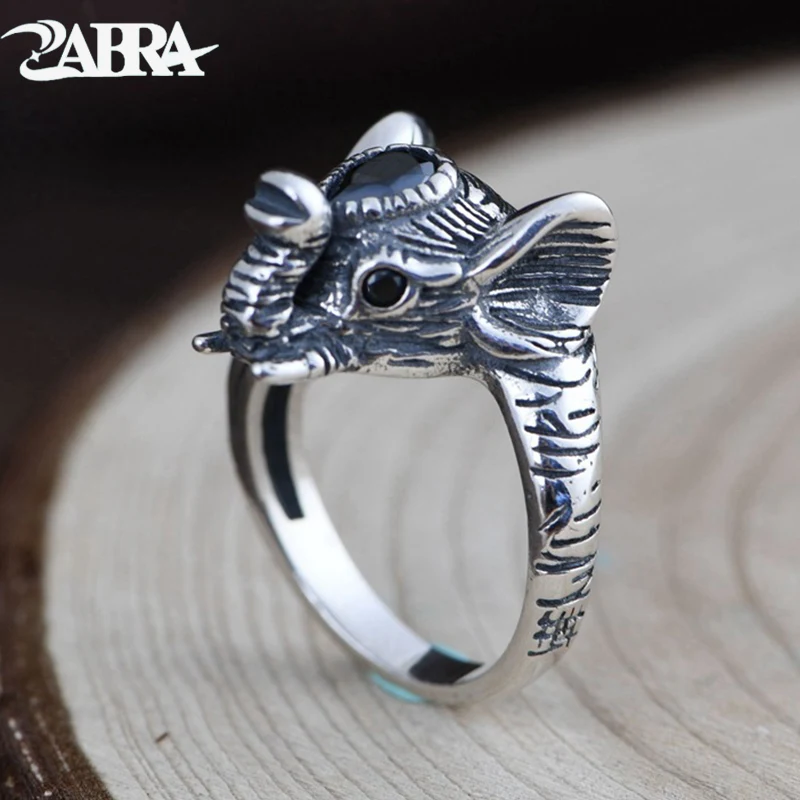 

ZABRA S925 Silver Retro Ring for Men and Women Small Fresh and Cute Three-dimensional Elephant Opening Ring Silver Jewelry