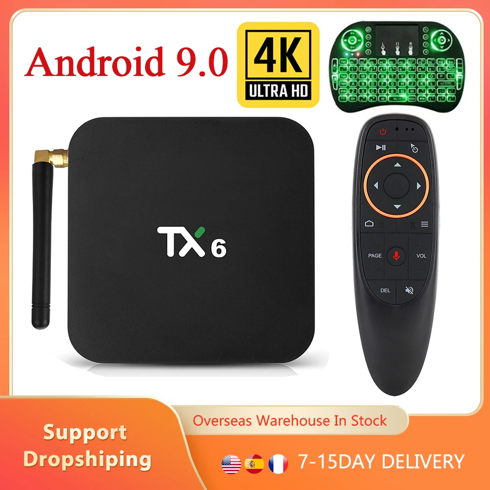 

TX6 интеллектуальная телевизионная коробка Android 9.0 топ коробка 4K высокая четкость 4GB 64GB мультиязык 2.4G 5G двойной Wifi медиа проигрыватель