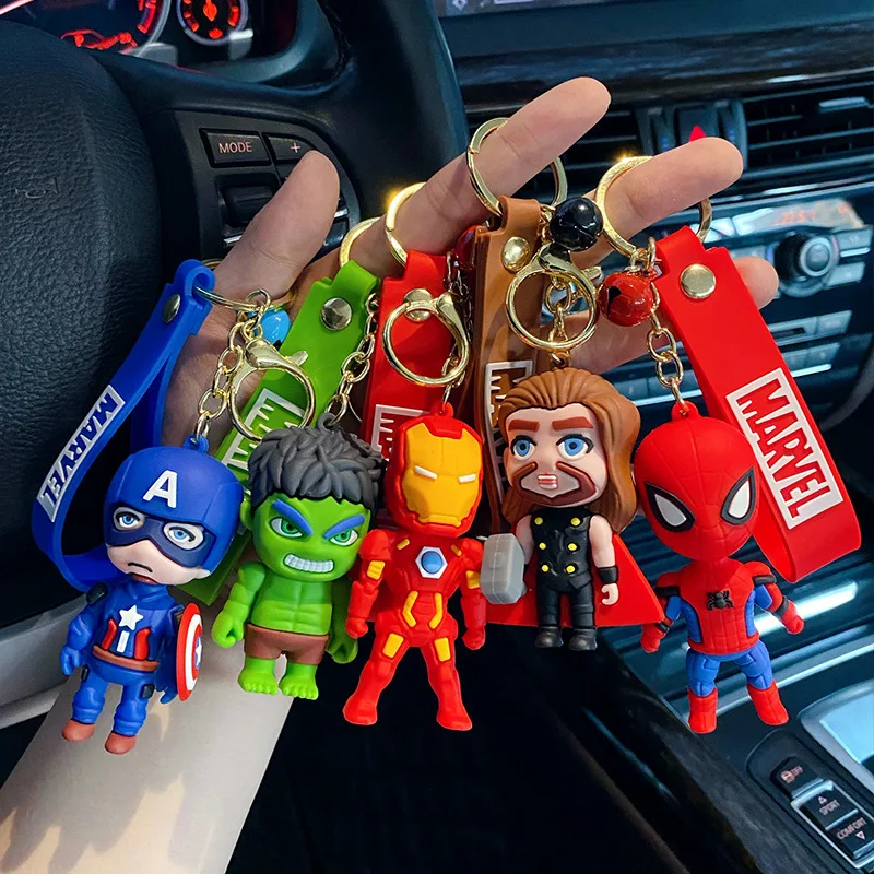 

Avengers Marvel Captain America Spiderman Pendant Keychain Holder Key Chain Car Keyring Mobile Phone Bag Hanging Jewelry