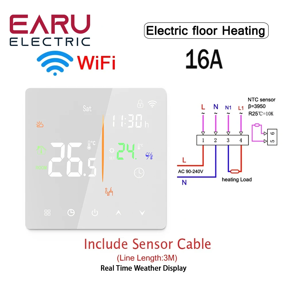 Умный термостат Tuya для теплых полов